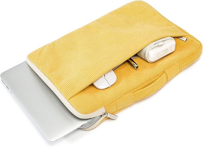 Kinmac 360° Protective Laptop Sleeve Case Bag Cover with Handle for MacBook Air 15 inch, and 15 inch-15.6 inch HP,Lenovo,Dell,ASUS,Acer Notebook Computer (Yellow Corduroy)