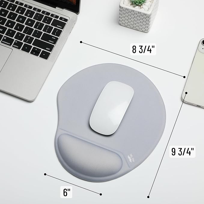 Mr. Pen- Ergonomic Mouse Pad with Wrist Rest, Light Gray Breathable Fabric with Memory Foam Cushion, Non-Slip Rubber Base, Gel Mouse Pad with Wrist Support