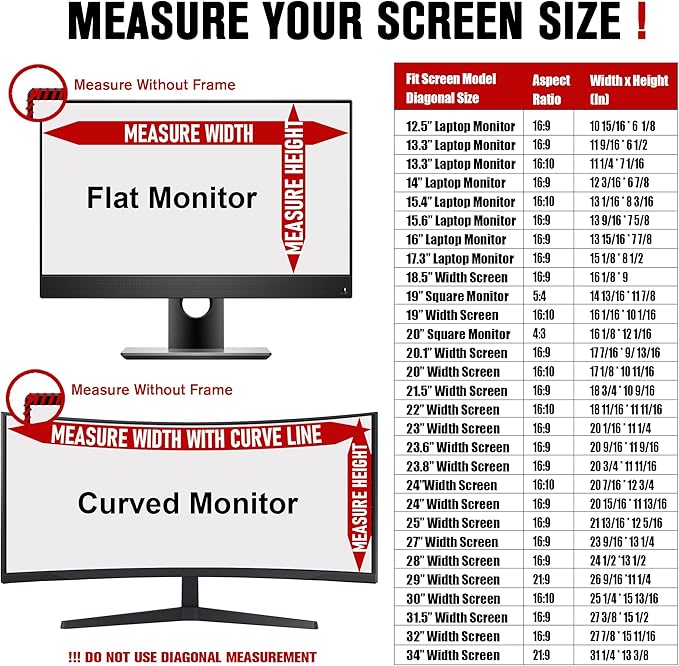ZYY 34 Inch(diagonal) Computer Privacy Screen Filter (31 1/4 × 13 3/8) With Anti Glare, Anti UV Protection, Curved Monitor Privacy Screen Protector Film 21:9 Aspect Ratio For Desktop Computer Monitor