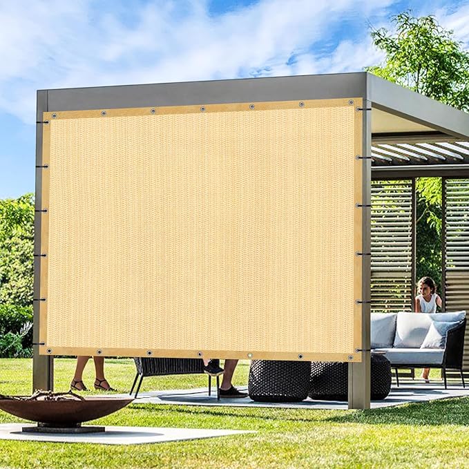 Artpuch Outdoor Pergola Shade Cover 5' X 5' Sun Shade Cloth with Grommets, 90% UV Protection Canopy Patio Privacy Screen (Customized Available) GN107, Wheat