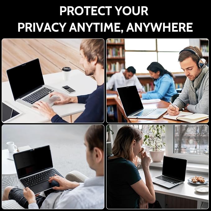 Peslv Magnetic 4 Way Privacy Screen for Macbook Pro 16 Inch (2021-2026, M1, M2, M3, M4, M5), Removable Matte Anti Glare Blue Light Protector, 360 Private Security Filter for Mac Laptop Computer