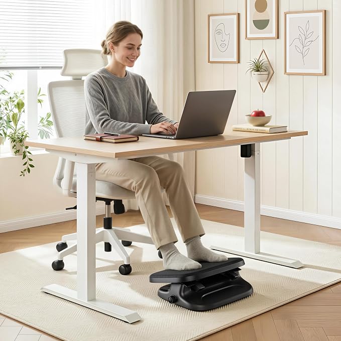 PEGZONE Under Desk Footrest, Adjustable Foot Rest with Height and Degree Angle,Ergonomic Desk Foot Rest with Memory Foam, Foot and Leg Rest for Home & Office
