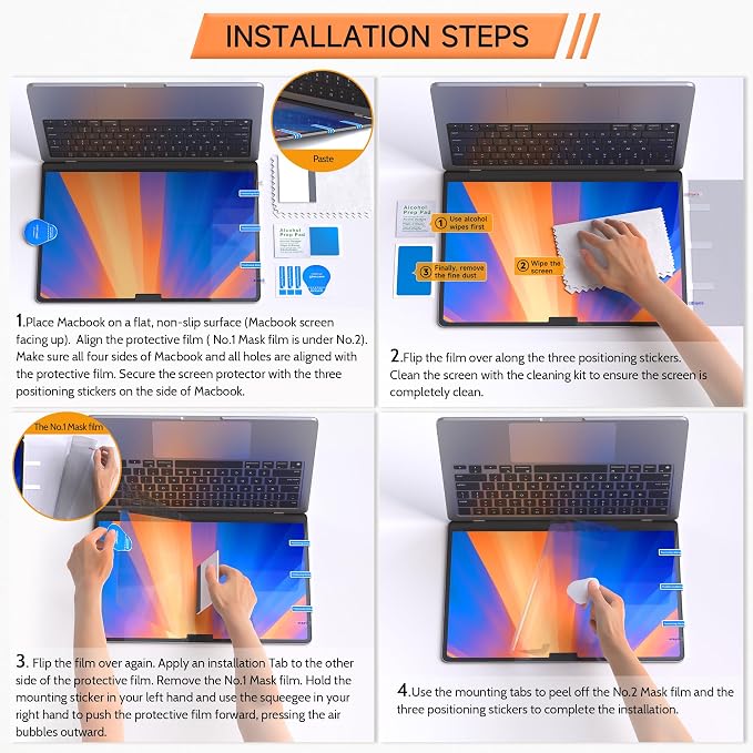 Mamol 360° Privacy Screen for Macbook Air 15 Inch (2023-2026, M2, M3, M4, M5), Anti Glare Blue Light Filter, Nano No Glue Anti Spy Black Protector for Mac Air 15.3In Laptop