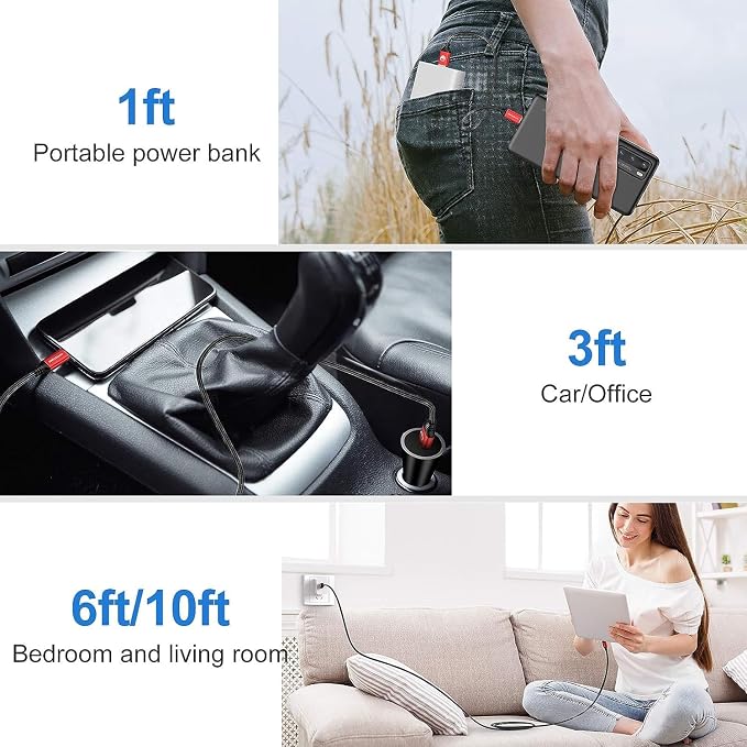 SMALLElectric Short USB Type-C Cable 5pack 12inch Fast Charging 3A Rapid Charger Quick Cord, Braided Type C to A Cable for Galaxy S10 20 9 8 Plus a10e,Note 10 9 8,LG V50 V40 G8 G7(1foot, Red)