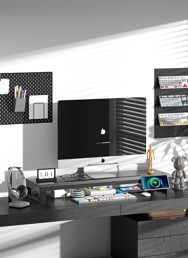 Computer monitor stand Laptop Desk Shelf & Monitor Riser ，27.55 inches,22W charging , 2 USB 3.0 , and 1 USB 2.0， Monitors/PC/Laptop/Computer Space Saver Organizer ，Heavy Duty Gift Gaming Studio Office (USB Hub Fast Charging Version, 700mm)