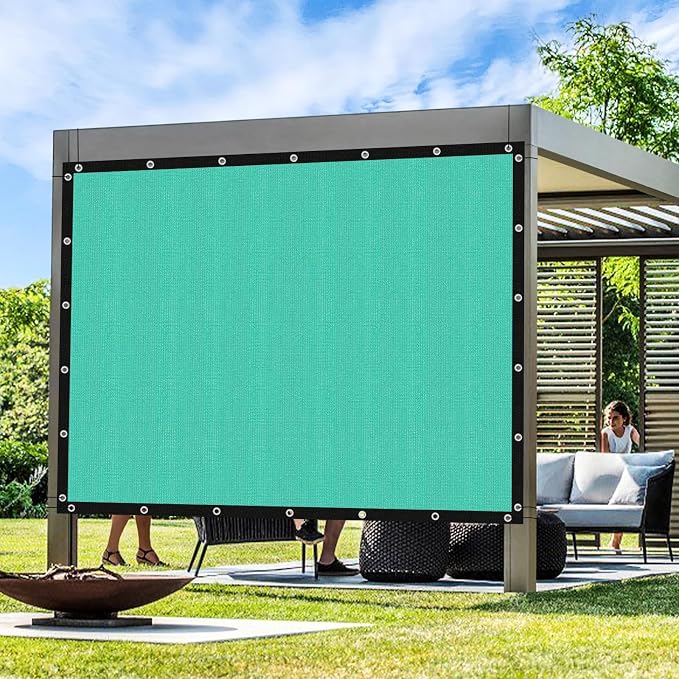 Artpuch Outdoor Pergola Shade Cover 7' X 12' Sun Shade Cloth with Grommets, 90% UV Protection Canopy Patio Privacy Screen (Customized Available) GN107, Turquoise