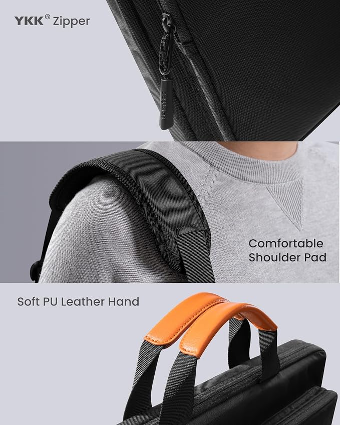 tomtoc 360 Protective Laptop Shoulder Bag compatible with The New Razer Blade Pro 17, HP Envy Laptop 17 Inch, Dell Inspiron 17 3000, ASUS ROG Zephyrus S 17.3 Inch, Notebook Bag with Accessory Pocket
