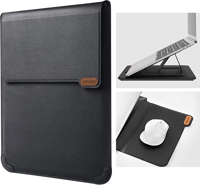 Nillkin Laptop Sleeve 15.6 inch (3-in-1), MacBook Sleeve with Adjustable Stand & Mouse Pad, 2 Stand Modes, 15 inch Laptop Case, Slim MacBook Accessories for Samsung/Surface/Chromebook 13-15.6'', Black