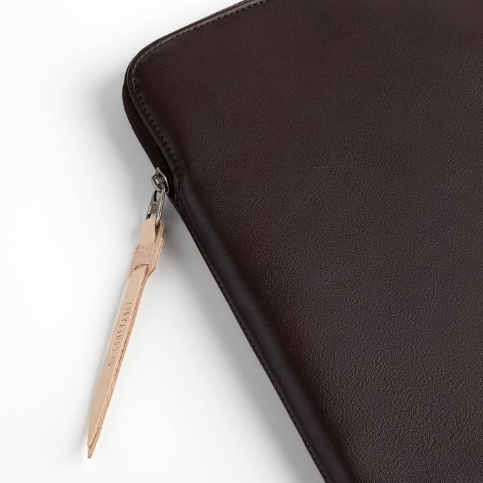 Comfyable Slim Protective Laptop Sleeve, PU Leather Bag Compatible with 15" MacBook Air (Snug Fit) M5 & 14" MacBook Pro M5 Pro/Max 2026 (Loose Fit), Chocolate