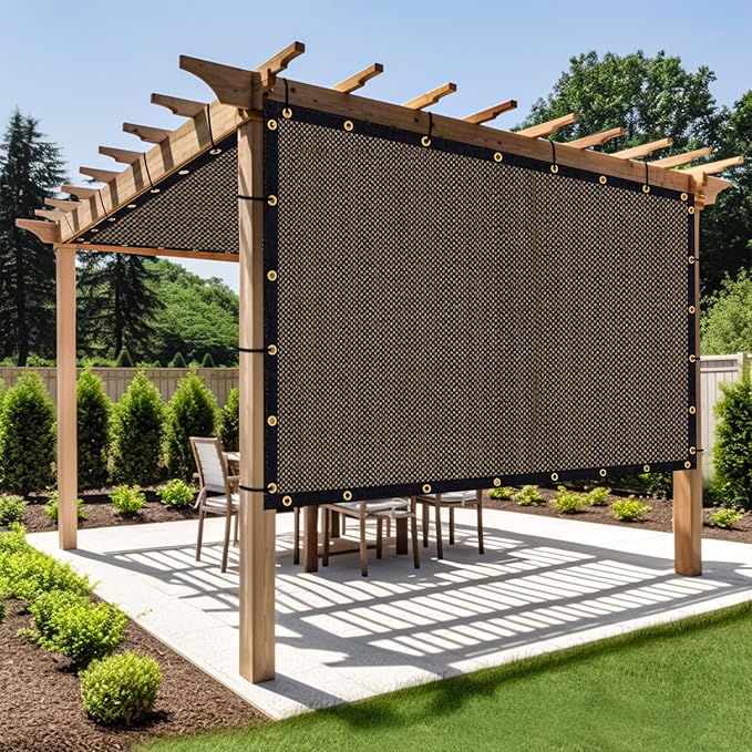 Shade&Beyond Customized Size 15' X 24' Shade Cloth with Grommets, 90% UV Protection UV Protection Mesh Tarp Sun Screens for Patio GN01, Mocha