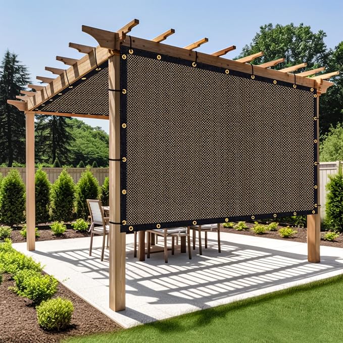 Shade&Beyond Customized Size 5' X 5' Shade Cloth with Grommets, 90% UV Protection UV Protection Mesh Tarp Sun Screens for Patio GN01, Mocha