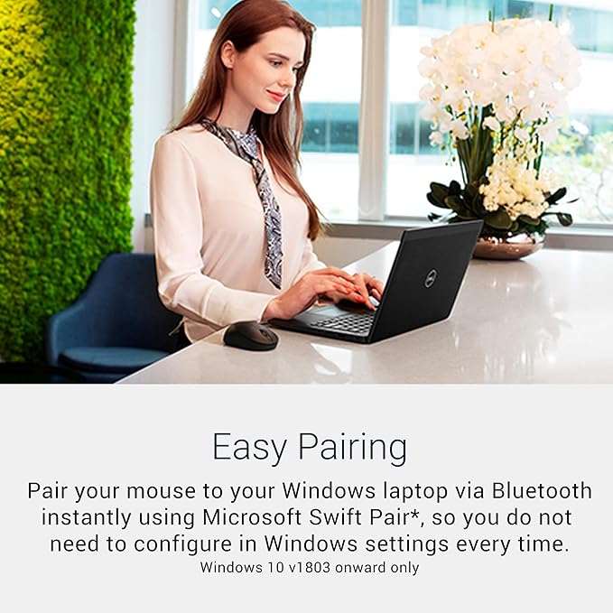 Dell MS355 Silent Mouse - Programmable Scroll Wheel, Secure Dual-Mode Connectivity, Adjustable DPI and Polling Rate Upto 250Hz, Ambidextrous, Low Battery LED Indicator, 3-Year Warranty - Black