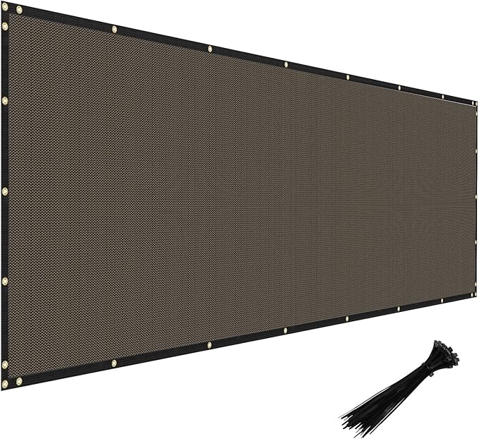 Windscreen4less Privacy Fence Screen Heavy Duty Windscreen Fencing Mesh Fabric Shade Net Cover with Brass Grommtes for Outdoor Wall Garden Yard Pool Deck, 8'x23' Brown