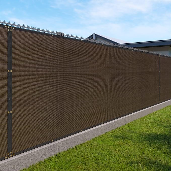 Windscreen4less 4' x 206' Privacy Fence Screen Heavy Duty Windscreen Fencing Mesh Fabric Shade Net Cover with Brass Grommtes for Outdoor Wall Garden Yard Pool Deck Brown