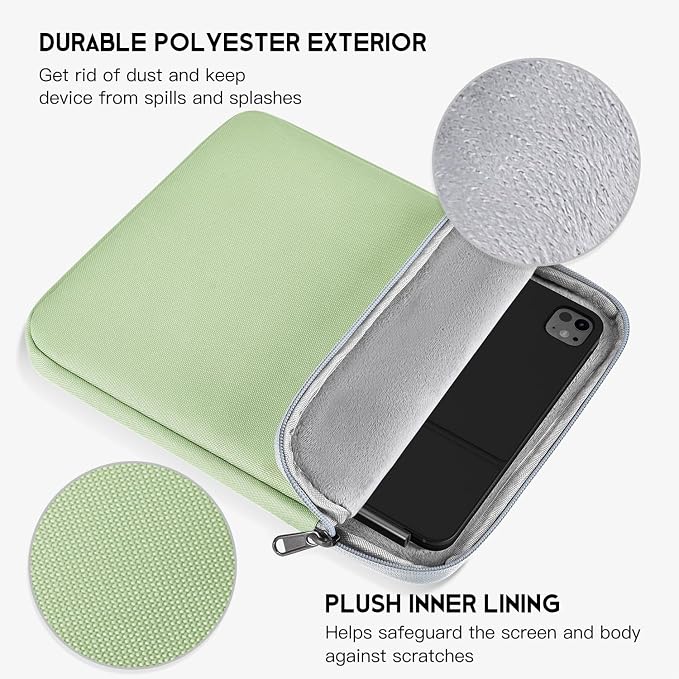 9-11 inch iPad Carrying Sleeve, Shockproof Travel Tablet Case for iPad Pro 11 M5 M4 2025, iPad Air 11 M4 M3/ 10.5 M2/ Pro 11 M2/ 10th 10.9, Galaxy Tab A9+ 11" Bag -Mint Green