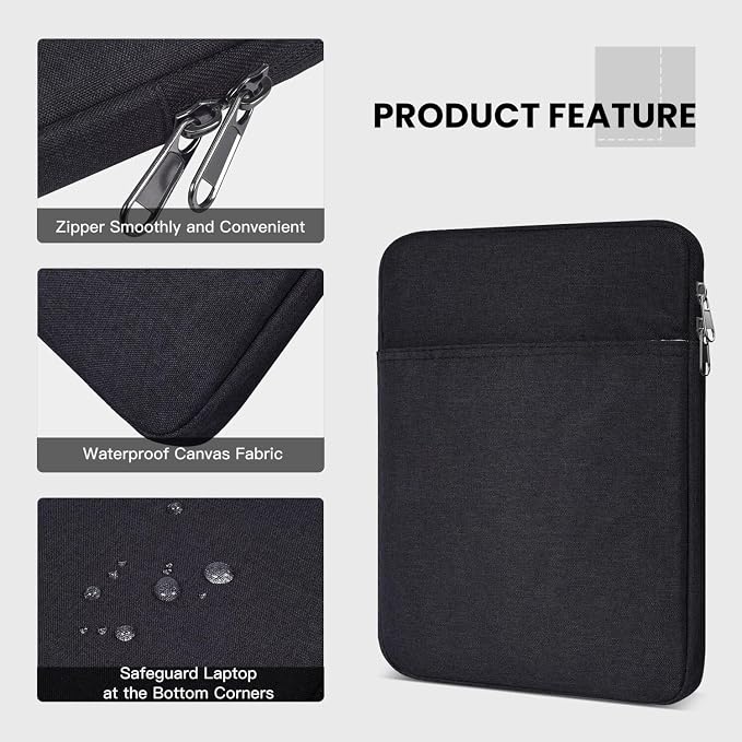 iPad mini Sleeve, Shockproof 7.9-8.3 inch Tablet Sleeve for iPad mini 7/6/5/4/3, Amazon Fire HD 8/8 Plus, Samsung Galaxy Tab A7 Lite 8.7, iPad mini Pouch Bag, Black