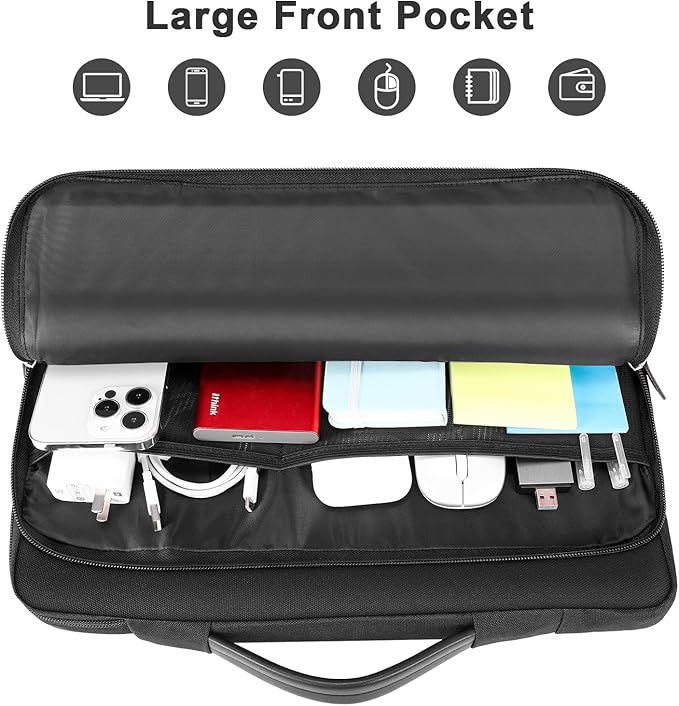 16.1/15.6 Inch Portable Monitor Case, 15.6 inch Laptop Protective Carrying Cover with PU Handle, Large Accessory Pocket and Water Resistant for Travel Monitor Bag Display Screen Sleeve, Black