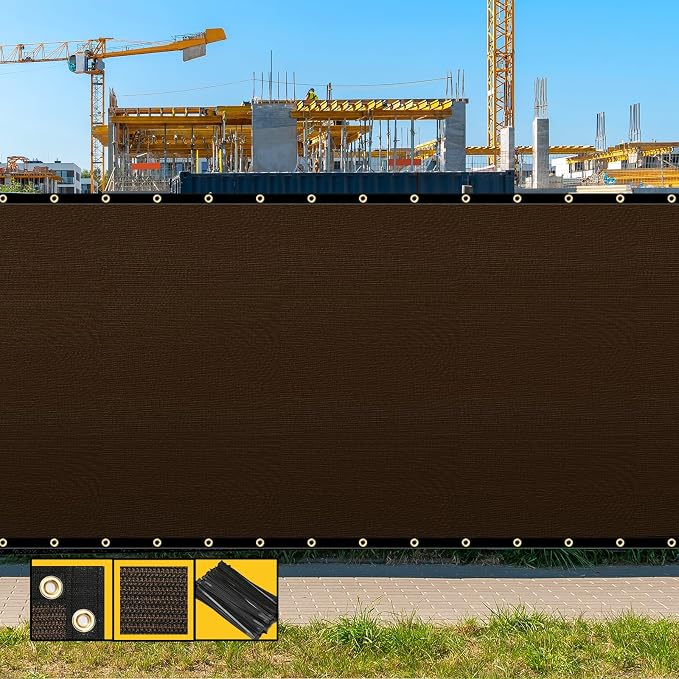 Customized 6' x 167' Brown Fence Privacy Screen,with Bindings & Grommets,Heavy Duty for Gardens,Backyard,Patio,Tennis Court,Pool,Construction Project, Outdoor Events, We Make Custom Sizes