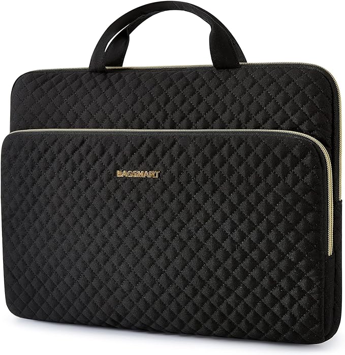 BAGSMART Laptop Sleeve for 15-inch MacBook Air/Pro, Laptop Carrying Case Compatible with 15.6 inch HP,Dell,Acer Aspire,Asus Notebook, Protective Case with Pocket and Handle, Black