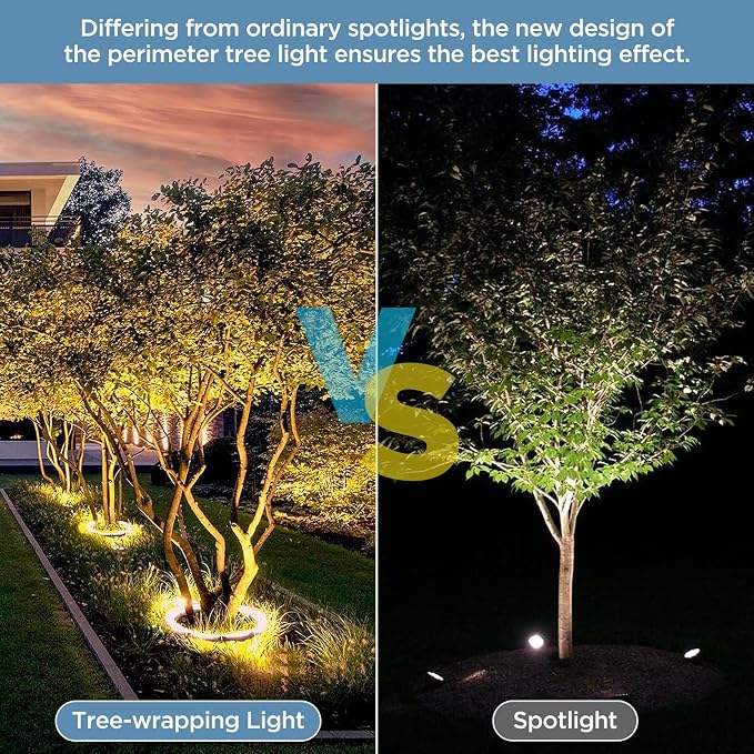 Gardencoin Outdoor Ring Tree Lights, 72W LED Landscape Uplighting for Trees, 3000K Warm White, Low Voltage IP65 Waterproof, 15.35" Inner Diameter, 10080 Lumens (Set of 6)