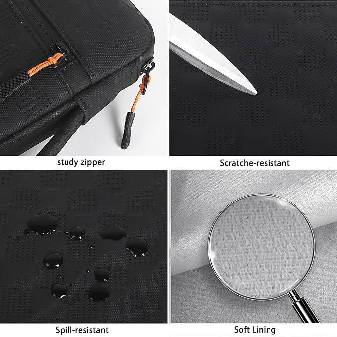 DOMISO 14 Inch Laptop Case Sleeve, Waterproof & Shockproof Protective Cover with Handle, Fits Most 14” Laptops Like MacBook Pro, Dell XPS, HP-,Black