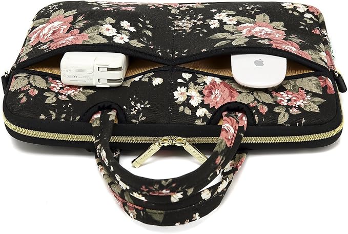 kayond Black C Rose Patten water resistant Laptop Shoulder Messenger Bag Case Sleeve for 12 Inch 13 Inch Laptop,Laptop Briefcase