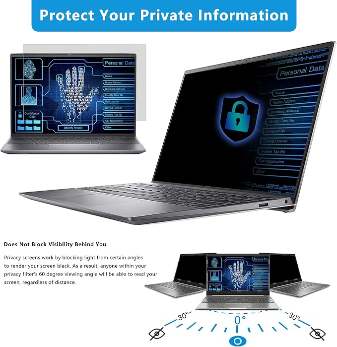 FILMEXT Laptop Privacy Screen 13.3", Privacy Screen Filter for Laptop 13.3" Asus/ 13.3" Acer/13.3 HP/Dell/Toshiba 16:9, Anti-Spy,Anti-Glare,Blocks 99% UV & Blue Light -Matte Privacy Screen Protector