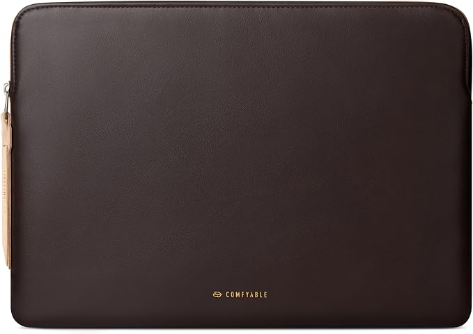 Comfyable Slim Protective Laptop Sleeve Compatible with 13/14 Inch MacBook Air & MacBook Pro M5/M4/M3/M2 Pro/Max 2026, Mac Travel Case, Laptop Pouch, Slim PU Leather Cover, Chocolate