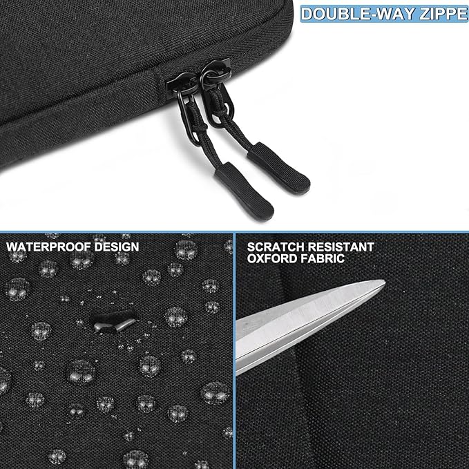 Laptop Sleeve 13 inch, Shockproof Protective Computer Case with Accessories Pocket, Portable Laptop Bag Compatible with 13 in New MacBook Air, MacBook Pro 13 inch, Black