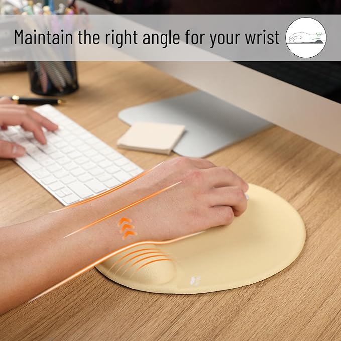 Mr. Pen- Ergonomic Mouse Pad with Wrist Rest, Yellow Breathable Fabric with Memory Foam Cushion, Non-Slip Rubber Base, Gel Mouse Pad with Wrist Support