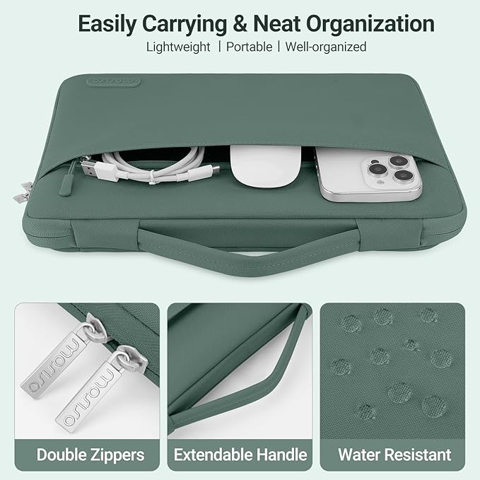MOSISO Compatible with MacBook Air 13 inch Case M5 2026 M4 2025 M3 M2 2024-2022 A3449 A3240 A3113 A2681,Hard Shell&Sleeve Bag&Keyboard Skin&Webcam Cover&ScreenFilm for MacBook Air 13.6, Emerald Green
