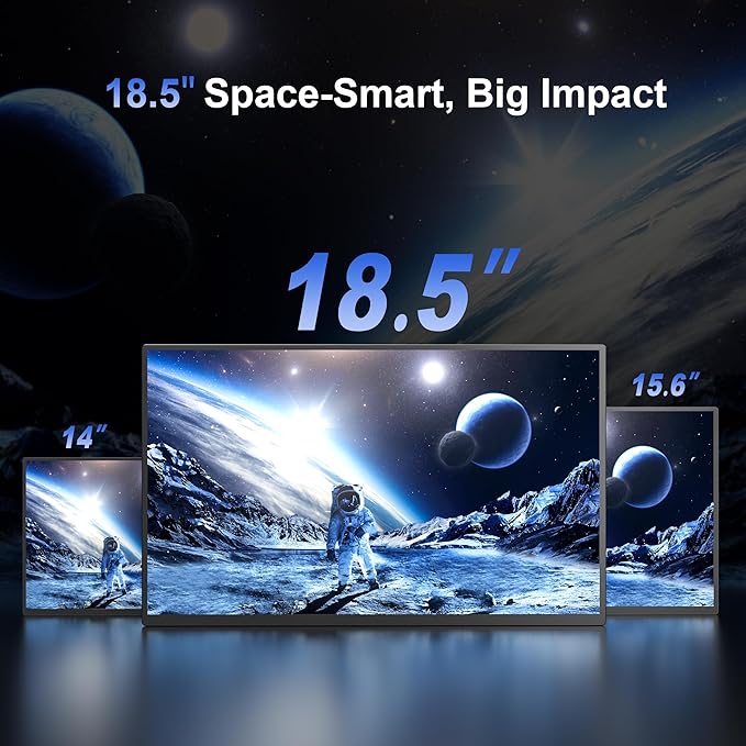 Portable Monitor 18.5'' 1080P 100Hz 100% sRGB, Aluminum Alloy Shell, IPS Travel Monitor with USB-C HDMI Large Portable Screen for Laptop MacBook PC PS4/5 Gaming Monitor with Kickstand