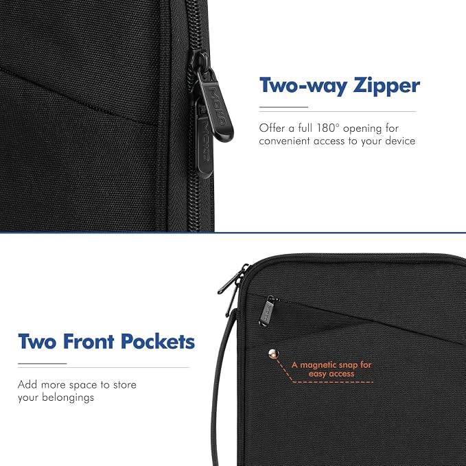 MoKo 12.9 Inch Tablet Sleeve Carrying Case with Handle, Padded Protective Travel Bag for New 13 Inch iPad Air M4 2026 & Pro M5 2025, iPad Pro 12.9 M2&M1, Galaxy Tab S9/S8 Plus 12.4", Black