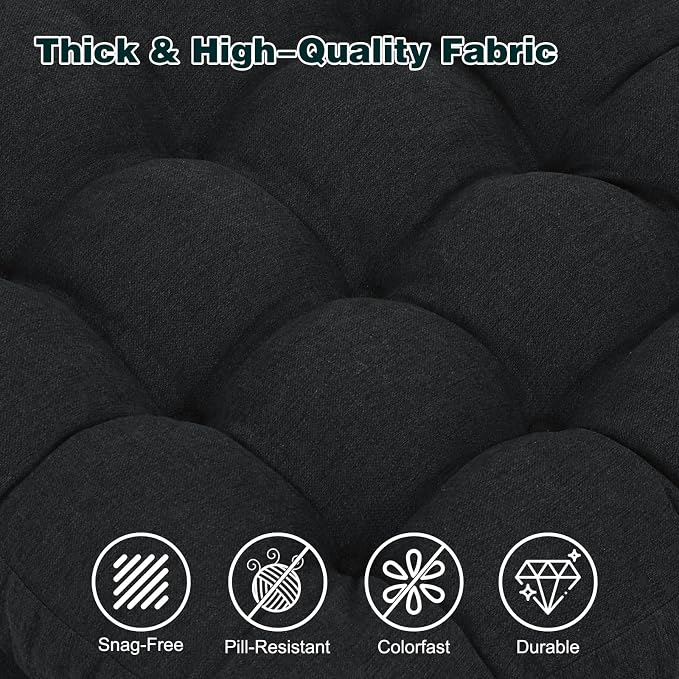 baibu Memory Foam Recliner Cushions with Lumbar Support Pillow Set for Elderly, 20x20x5 Inch Dual-Layer Design Non-Slip Recliner Seat Cushion & Back Support Pillow for Reduce Hip & Lumbar Pain, Black