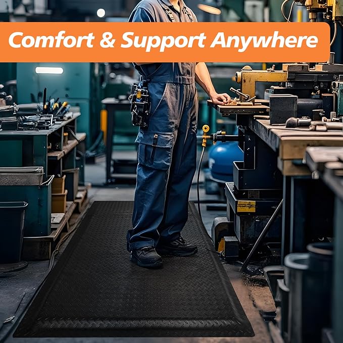 Anti Fatigue Mats Industrial 3' x 6' 15/16" Thick Ergonomic Standing Mat Commercial Kitchen Mat Heavy Duty Diamond Plate Shop Floor Mats Helps Relieve Back and Leg Soreness