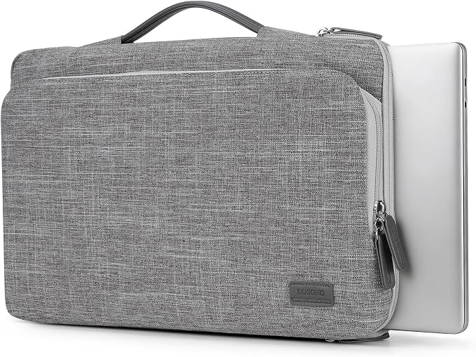 15.6 Inch Laptop Sleeve Case, Protective Carrying Cover for 15-15.6 inch Dell, acer, HP, Lenovo, ASUS Notebook Ultrabook, Large Accessory Pocket and Water Resistant for Travel Laptop Bag, Gray