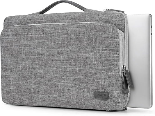 15.6 Inch Laptop Sleeve Case, Protective Carrying Cover for 15-15.6 inch Dell, acer, HP, Lenovo, ASUS Notebook Ultrabook, Large Accessory Pocket and Water Resistant for Travel Laptop Bag, Gray