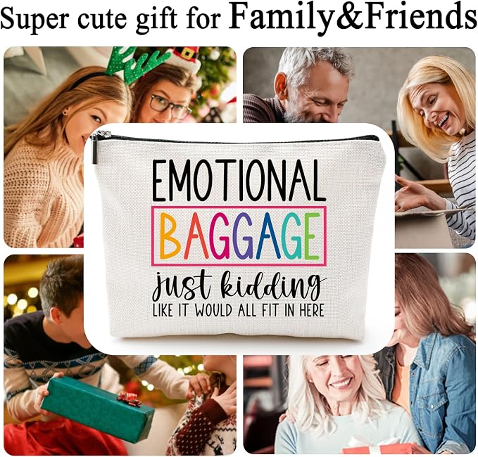 ZUYUROU Funny Gifts for Women, Friends, Hostess Gift Ideas Cool Gifts for Women Mom Grandma Birthday Gift Ideas Gag gifts Girls Weekend Fun Makeup Travel Bag Cosmetic Bag Emotional Baggage