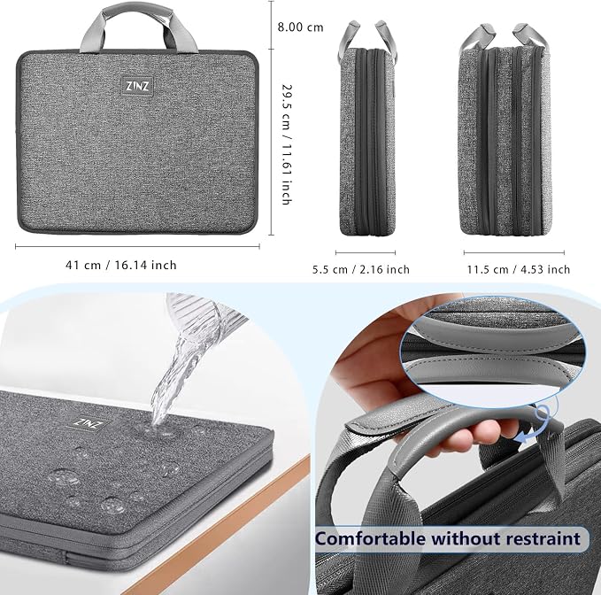 ZINZ Expandable Laptop Case 15.6 Inch Sleeve, Protective Carrying Case Compatible with MacBook Neo 16", MacBook Pro 16"/15.4", Dell XPS 16" and Most 15" 15.6" 16" Notebook，G01DG01