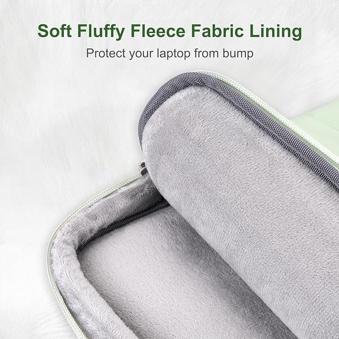 MOSISO 360 Protective Laptop Bag for Women, Puffy Lightweight Rectangle Quilted Carrying Case Shoulder Bag with Trolley Sleeve, 15-16 inch Computer Bags Laptop Sleeve with Handle & Front Pocket, Green