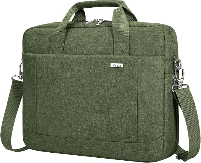 Voova Laptop Bag Case 15 15.6 16 Inch, Computer Sleeve Messenger Bag with Shoulder Strap Expandable Waterproof Business Briefcase for Men Women to Work Travel School, Fit 14-16 Inch Laptop, Army Green