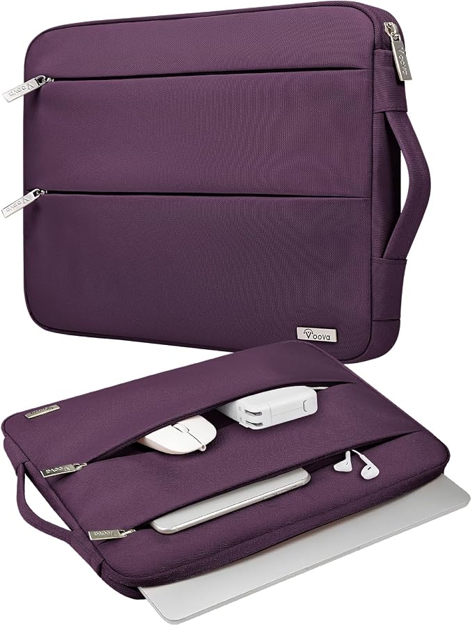 Voova Laptop Sleeve Carrying Case 14 15 Inch Compatible with MacBook Air 15 M2/M3/M4 2022-2025, MacBook Pro 15, Hp Chromebook 14, Waterproof Slim Computer Cover Bag,Dark Purple