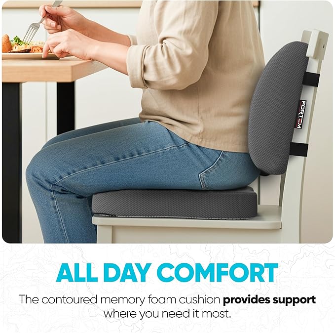 FORTEM Seat Cushion, Office Chair Cushion, Lumbar Support Pillow for Office Chair, Memory Foam Car Seat Cushions, Sciatica Coccyx Tailbone Pain Relief, Cushions for Back Support, Washable, Non Slip XL