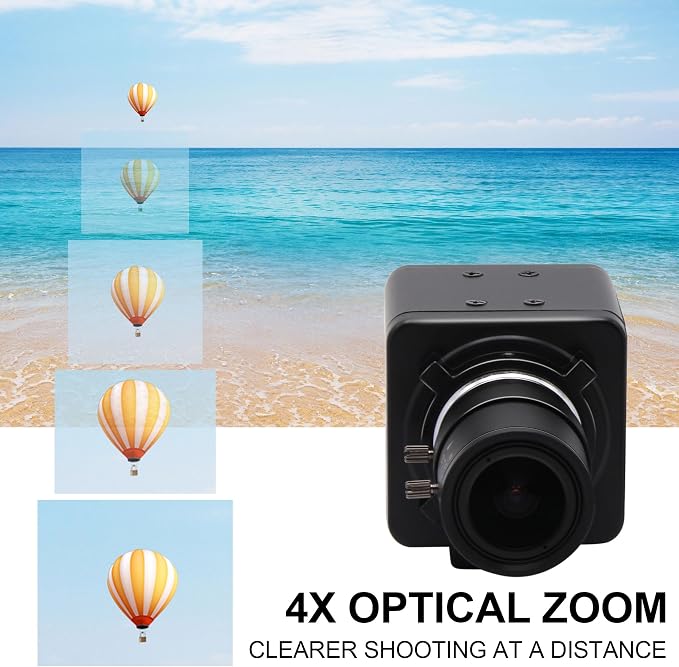 MMlove 8MP USB Camera High Speed 30fps 2.8-12 4X Optical Zoom Lens 2448P USB Webcam Manual Close up Zoom in and Out Golf Swing Camera for Industrial Machine Vision Support PC Raspberry Pi