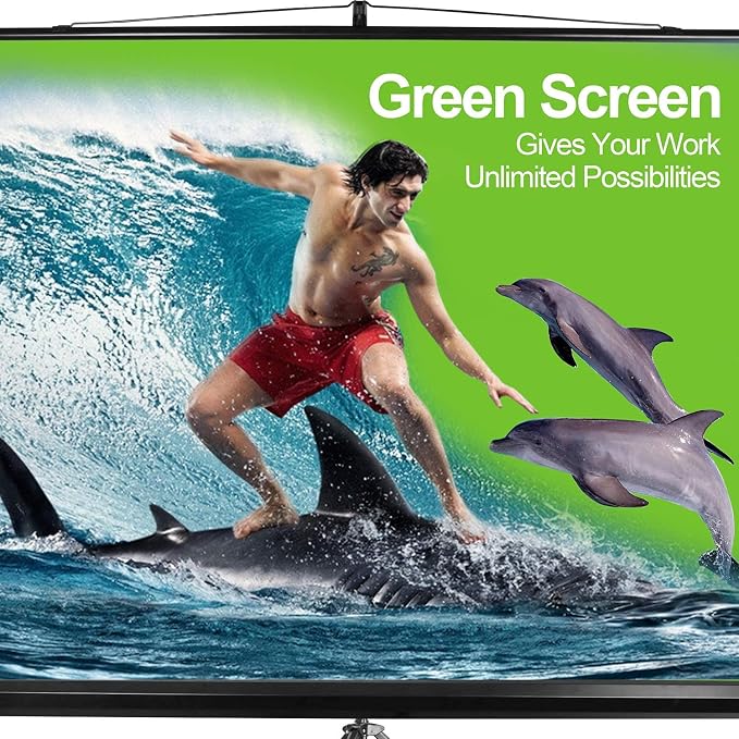 EMART 79 x 71in Green Screen Stand, Professional Chromakey Background with Auto-Locking Frame, Collapsible Portable Backdrop with Adjustable Tripod, Fast Fold Designed for Photography, Stream, Video