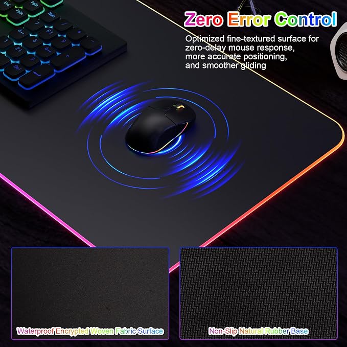 HAUTOCO Wireless Charging Mouse Pad 15W RGB Gaming Mousepad Waterproof Desk Mat with Phone Holder 35.4''x11.8'' Extra Large Desk Pad Non-Slip Base Computer Keyboard Mat for PC Laptop, Black