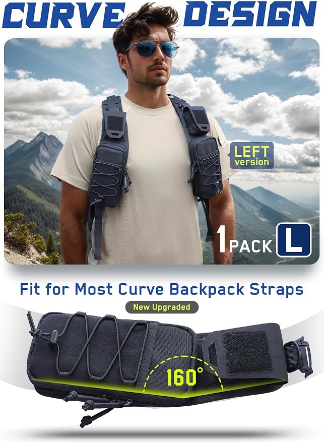 WYNEX Molle Backpack Accessories Pouch of Curve Design Version, Tactical Backpack Strap Pouch Hiking Backpack Attachment Pack