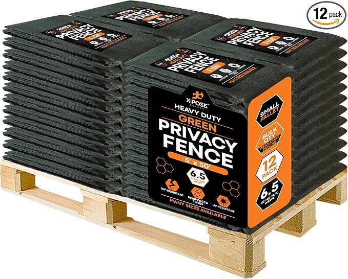 Xpose Safety Privacy Fence Screen 5’ x 50’ (12 Pack) – Heavy Duty Green Mesh with 90% Visibility Block, UV Protection – for Garden, Yard, Nursery, Kennel, Dog Run, Greenhouse