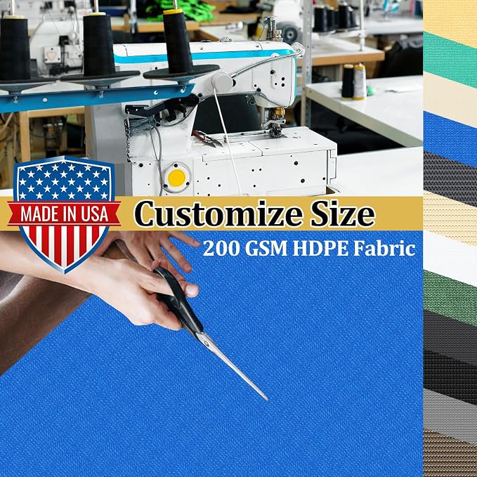 Shade&Beyond Customized Size 90% Sun Shade Cloth with Grommets, 11' X 13' Pergola Shade Cover Canopy, Mesh Tarp Sun Screens for Patio, Outdoor, Garden, Backyard GN01, Blue