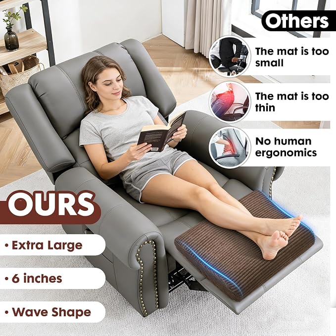 B Shape Corduroy Recliner Foot Pillow, Foam Extra Large Foot Rest Cushion with Adjustable Straps, Suitable for Bed Chair Sofa Headrest Back Lumbar Leg Support Pillow (Brown)